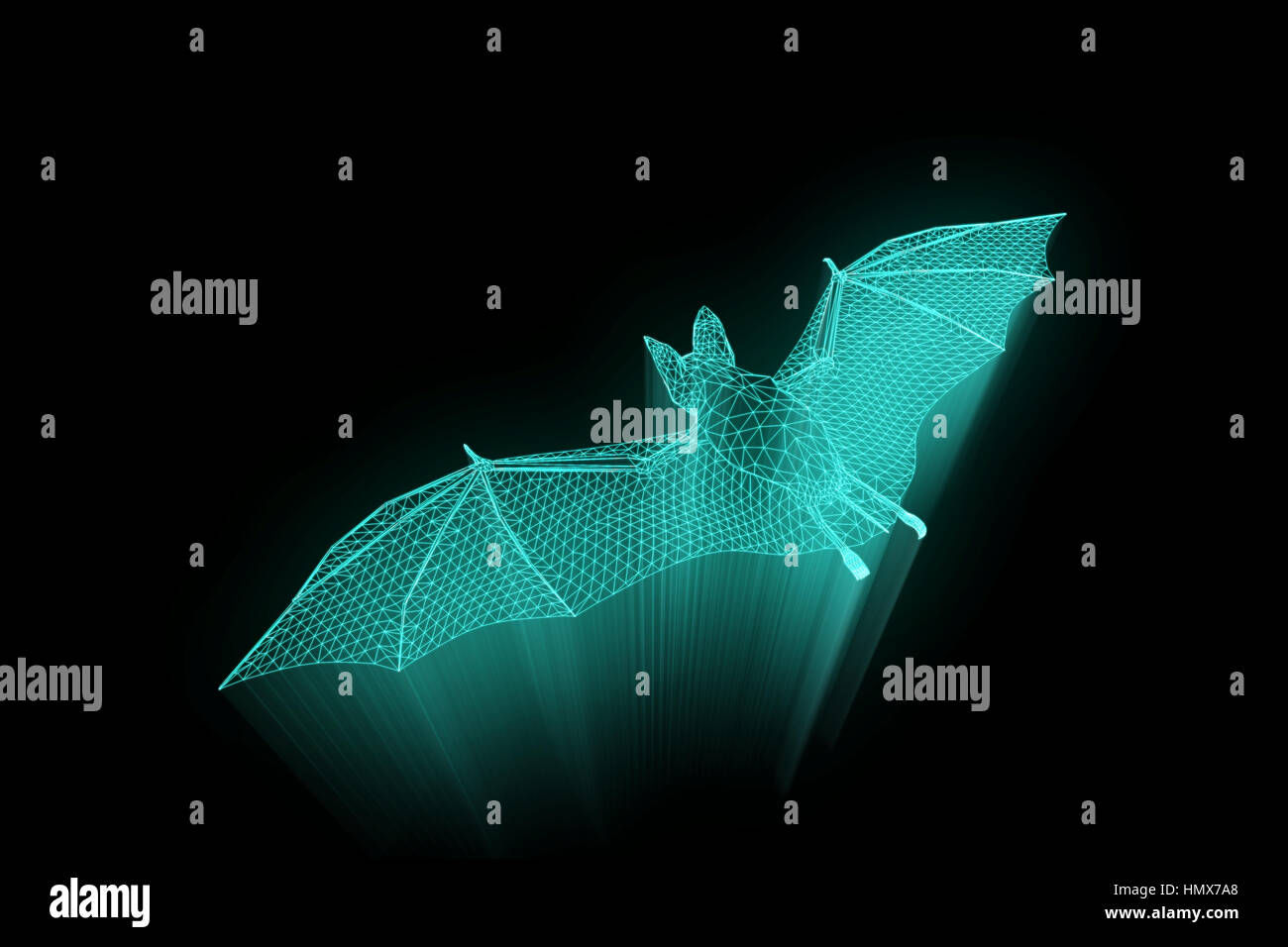Wallpaper #S2cLE5MBSpphPi3-pP5k144 Giant Bat in Hologram Wireframe Style Nice 3D Rendering Stock Photo