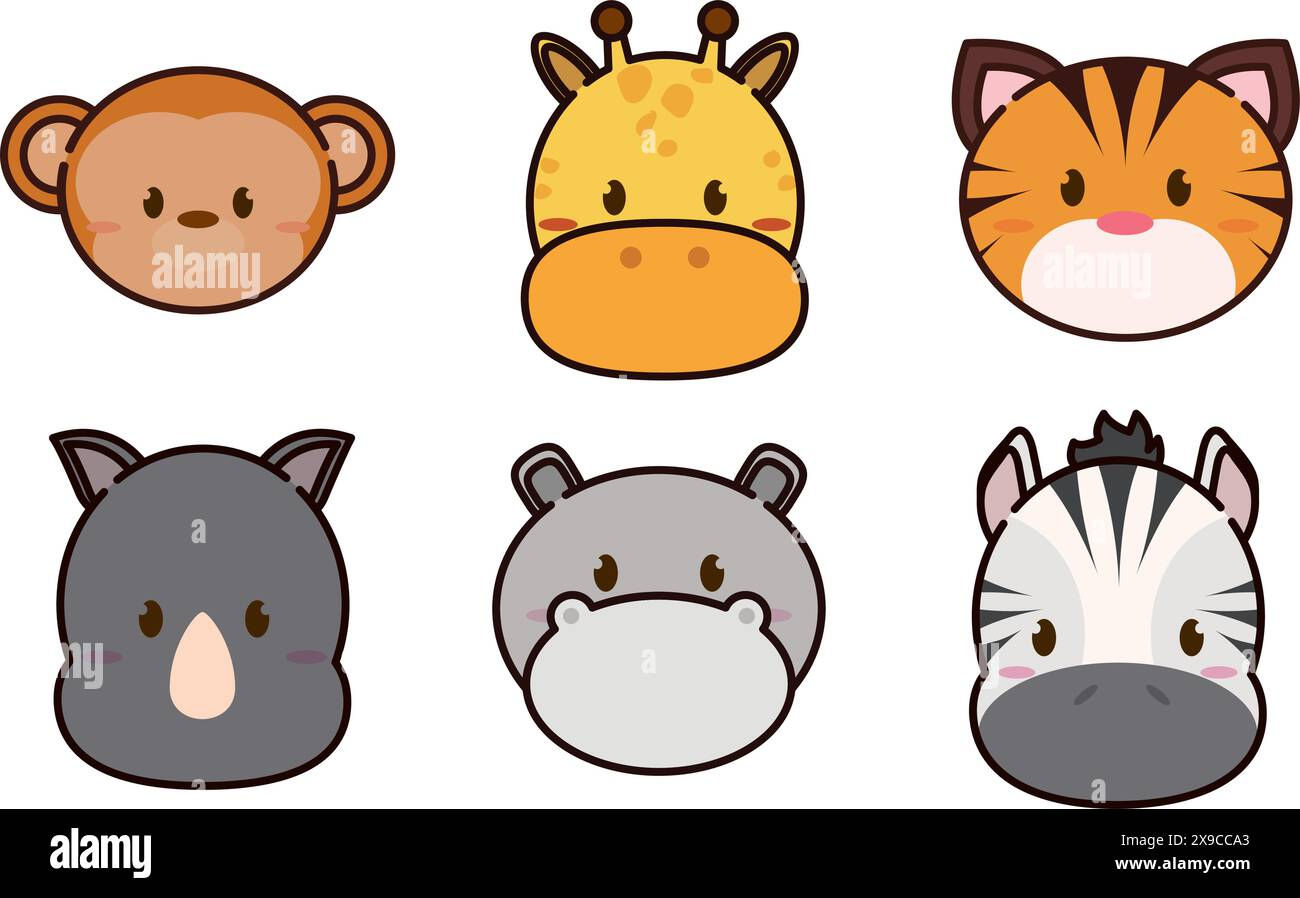 Wallpaper #9fCngJcBi4JM6agG7CG_192 Set of Kawaii Animal Emoticons Vector Illustration Stock Vector Image
