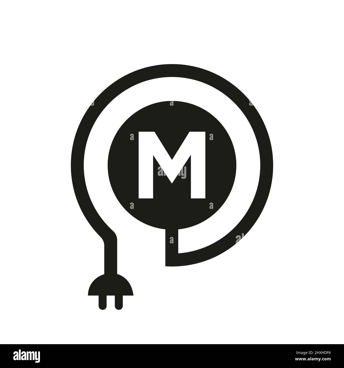Wallpaper #eAMCZZMBpyOg8YnEXNjM374 Electric Logo on Letter M Sign M Letter Logo with Curl Cable and Plug