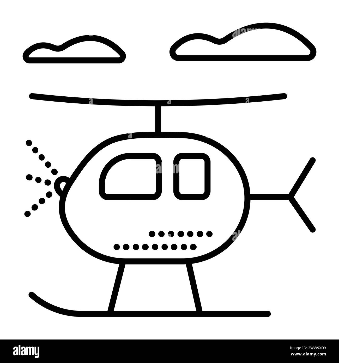 Wallpaper #xAMwZZMBpyOg8YnEktj_354 Single Helicopter with Skids Black Line Vector Icon Clouds and Copter