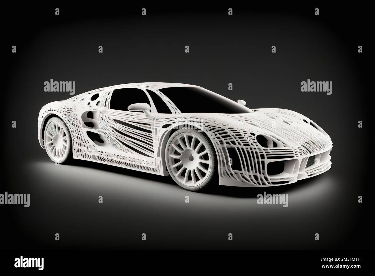 Wallpaper #O0LWPZMBOBpx0NhmgMav285 Generative AI Car Futuristic White Sports Car Side View Black