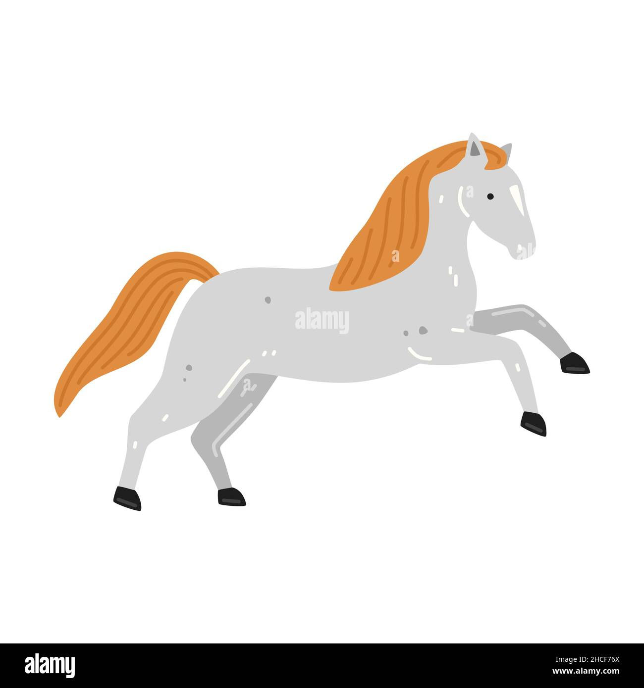 Wallpaper #ovBcgJcBi4JM6agGYCEx149 Cute Light Grey Horse with Red Mane Vector Flat Illustration Stock