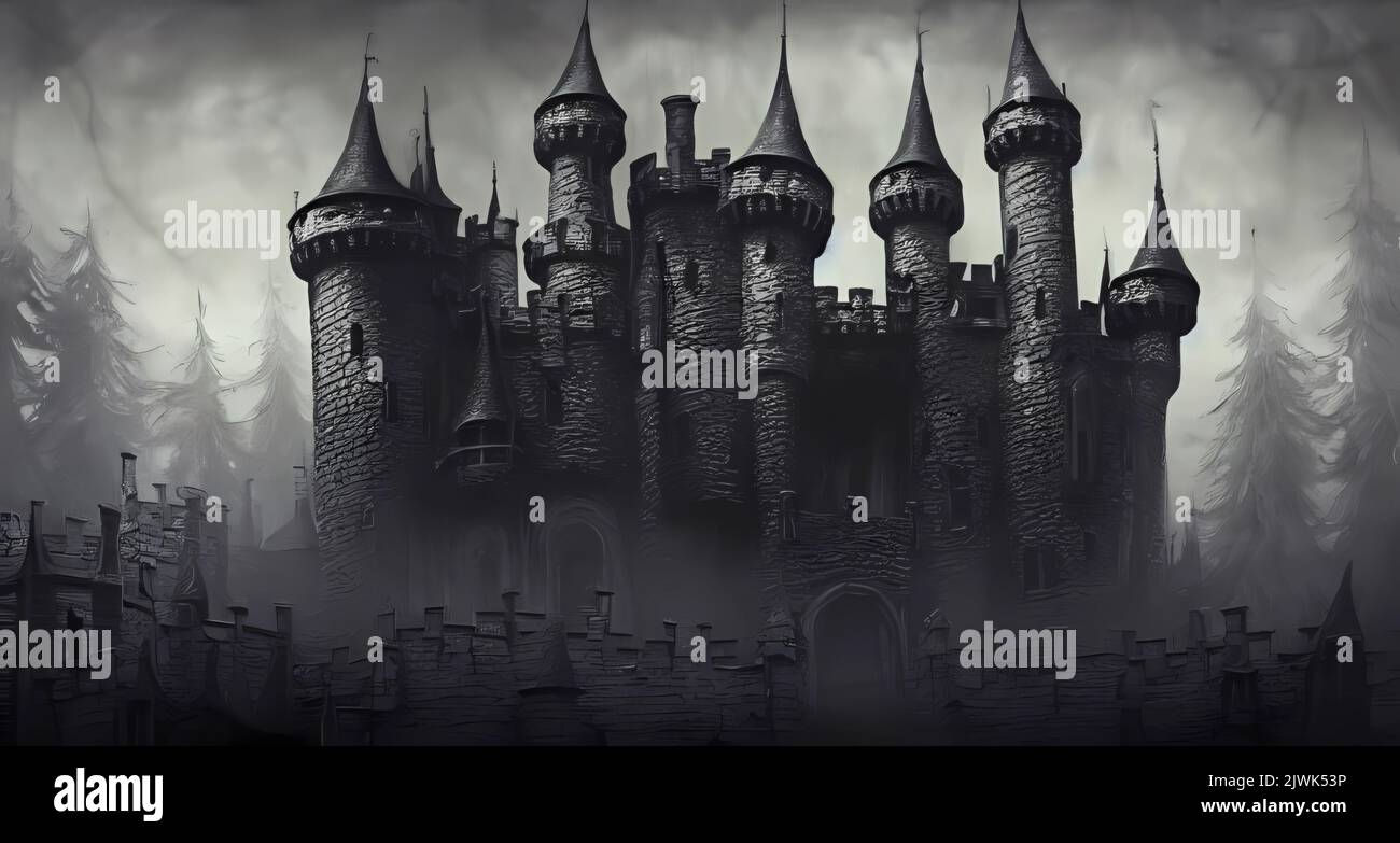 Wallpaper #dblo3ZIBJvJKYCmEAwDd324 Scary Dark Castle with Foggy Misty Atmospherefantasy Concept Artbook