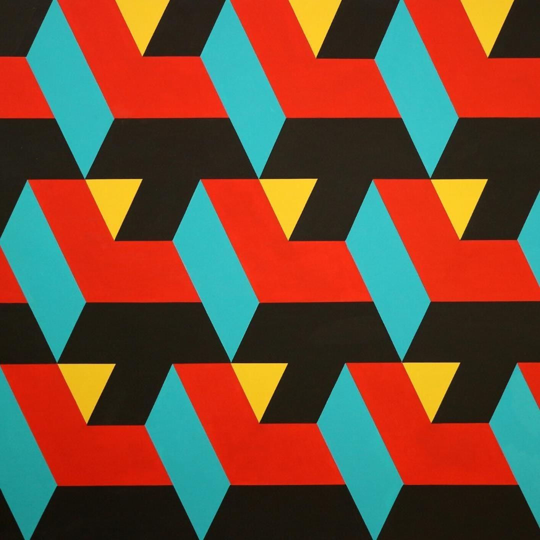 Wallpaper #S20wapcBycdYOYFTz3G413 Geometric Abstraction Art Red Yellow and Blue Triangles Painting