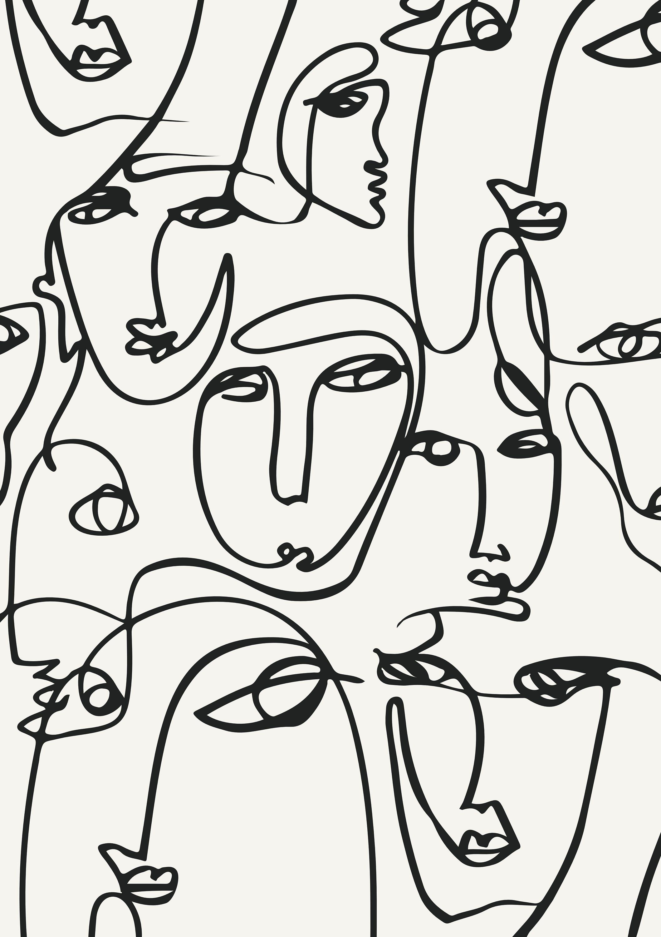Wallpaper #p2fJ8JIBSpphPi3-WGiW81 Black and White Abstract Faces