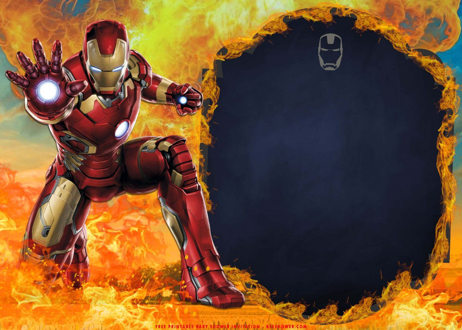 Wallpaper #0DG3NZMB5zzyi_yY0lfv168 Free Printable Iron Man in Flames Birthday Invitation Templates