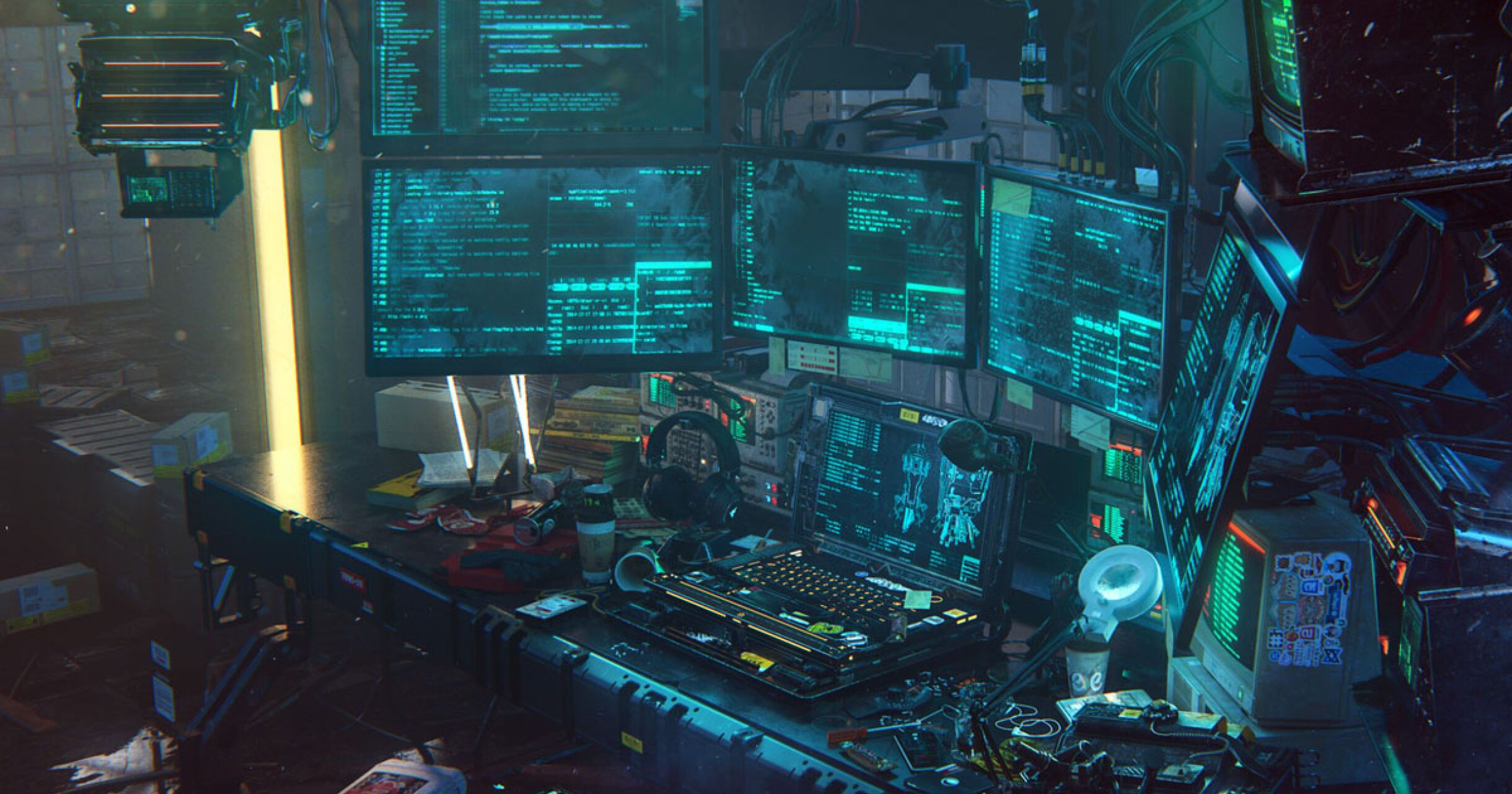 Wallpaper #o4sodJcBcm9NJah-bXV_26 Designing a Realistic Coding Desk Hacker Aesthetic Hacker Room