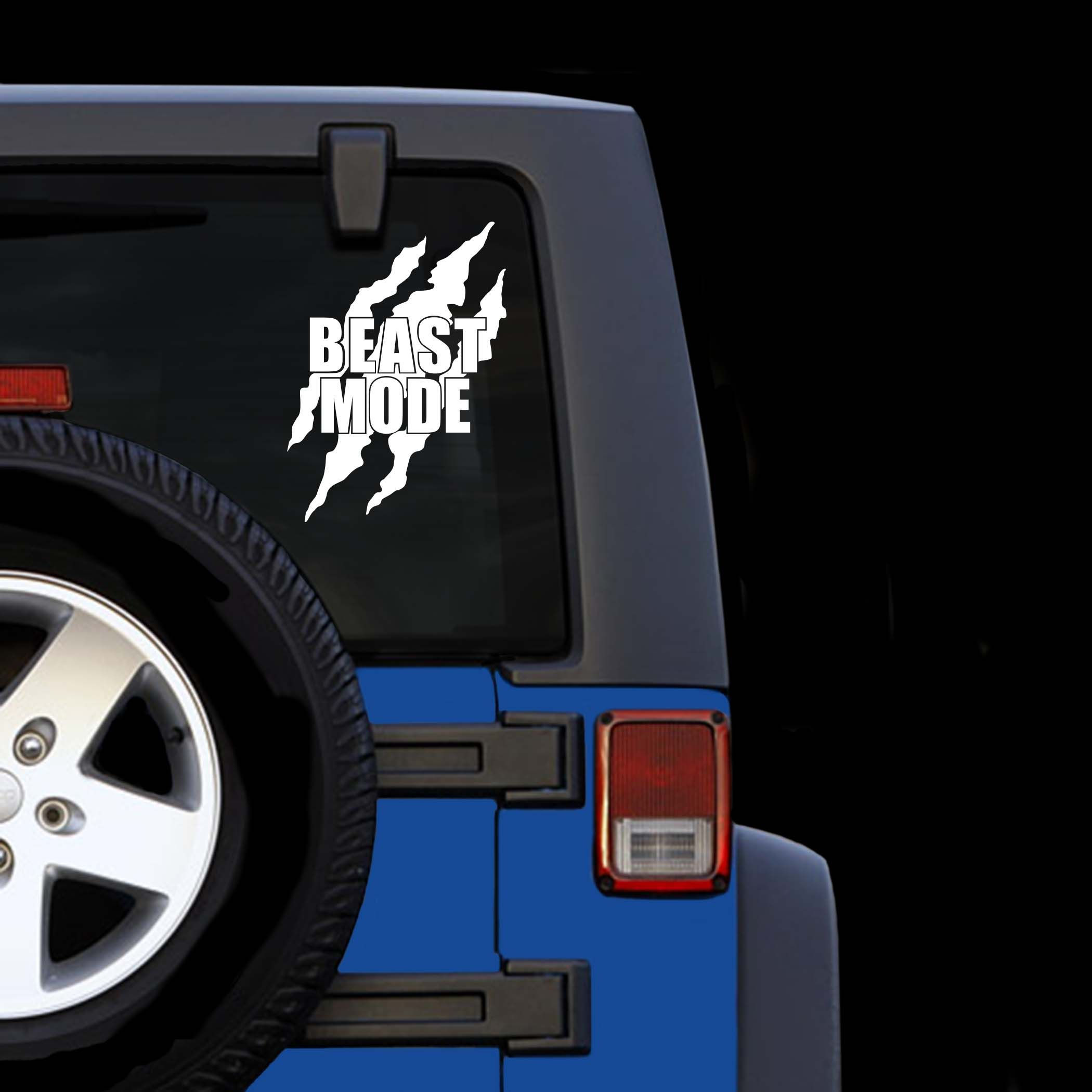 Wallpaper #uxnyO48BtGB6xQ78DbJj4 A Blue and Black Jeep with the Word Beast Mode on Its Side Window