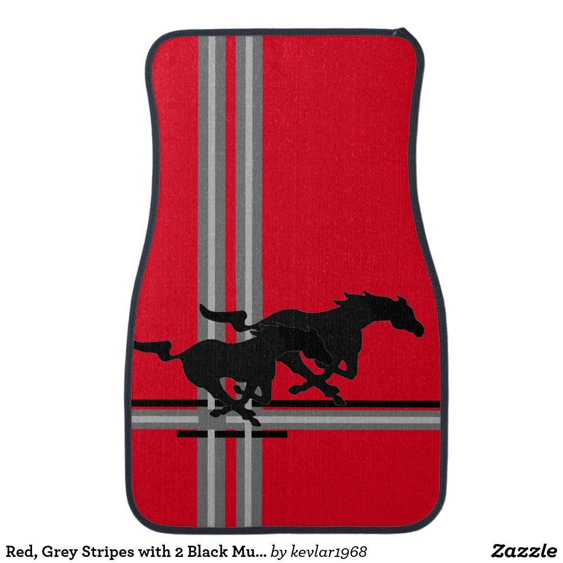 Wallpaper #q4IoQJMB0GiFKesMV8Cc282 Red Grey Stripes with 2 Black Mustangs on Car Floor Mat Zazzle Car