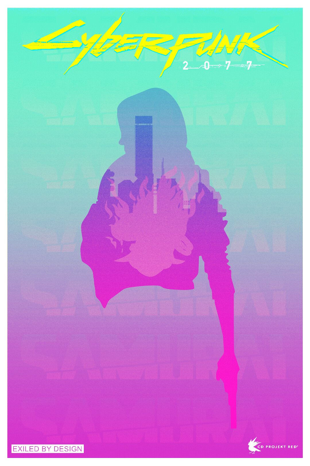Wallpaper #VX3X8I4Bnwiau_P69wdp10 Artstation Minimal Cyberpunk 2077 Poster James Abels Feixes De Luz