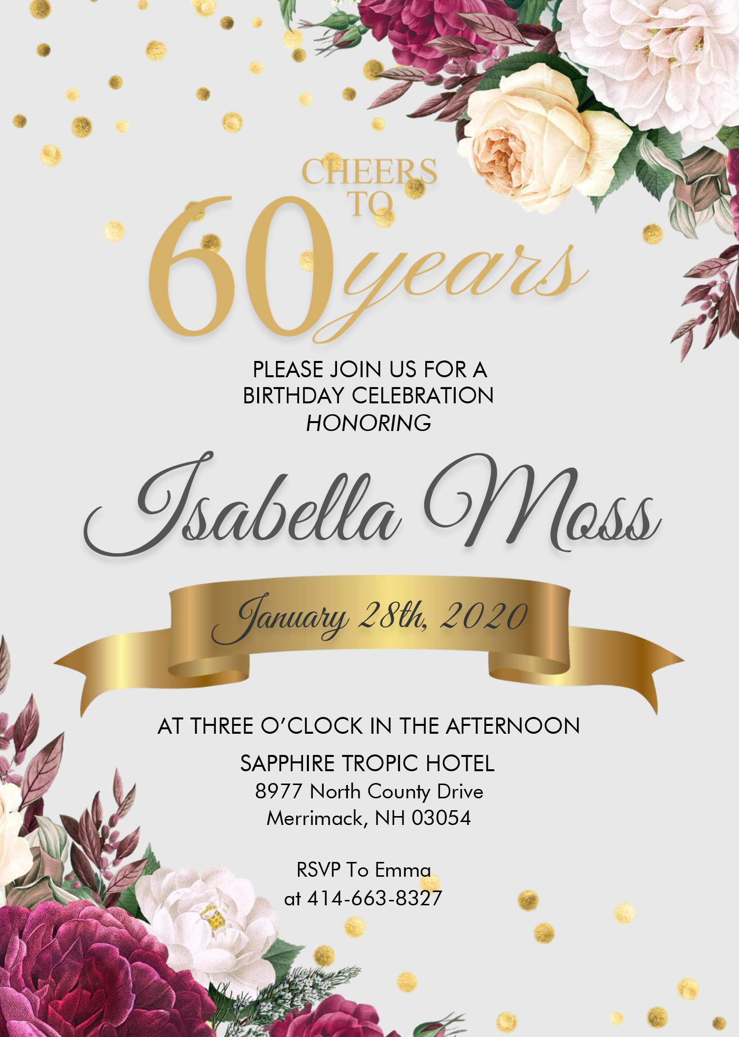 Wallpaper #nDEINpMB5zzyi_yYPFiv95 Cool Floral 60th Birthday Invitation Templates Editable with Ms Word