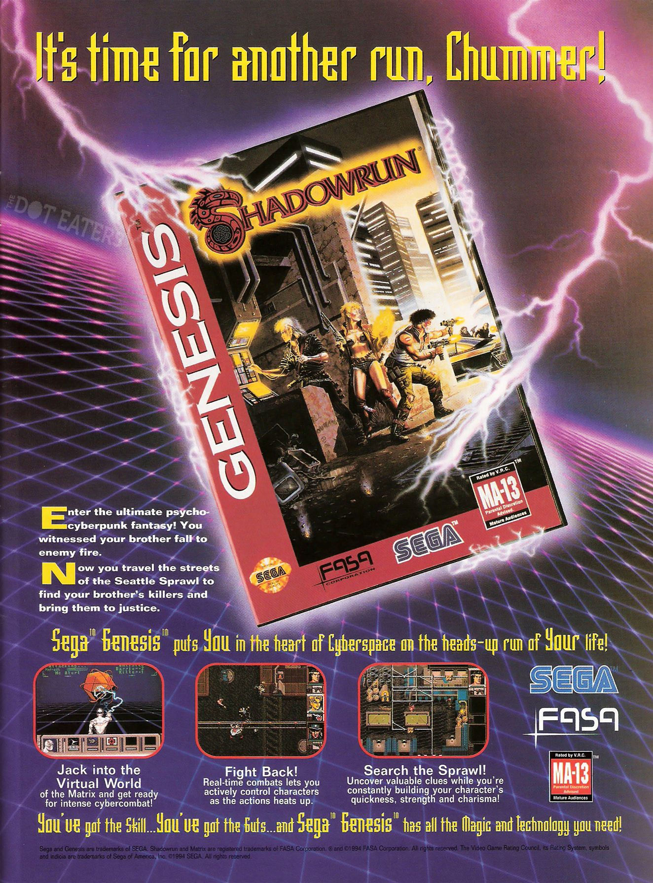 Wallpaper #lhVkNpMB-CQNECa2xScY144 Lets Go for a Run Shadowrun 1994 Retrogaming Genesis Bitstory