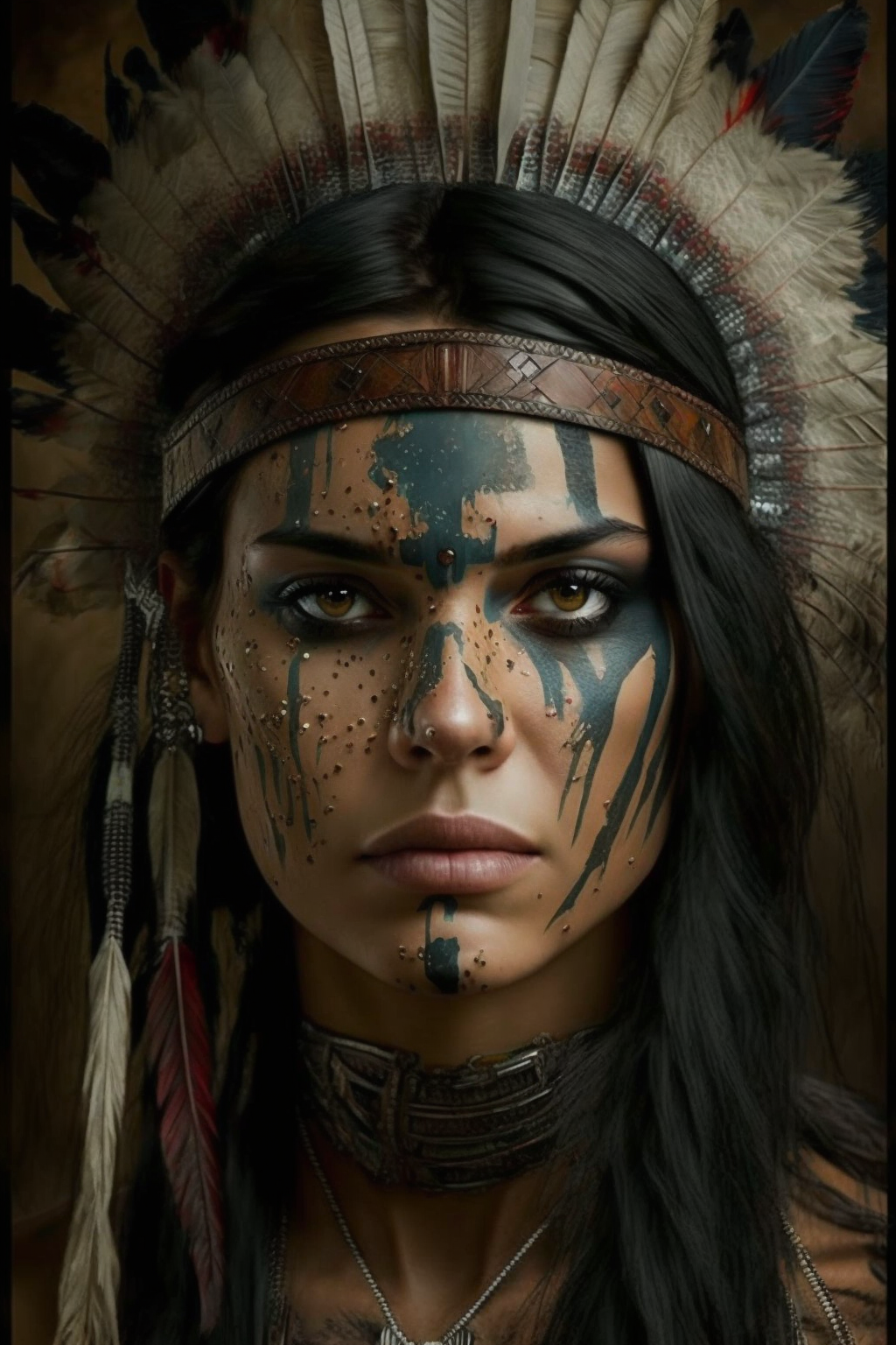 Wallpaper #J17kMpMBborbLbczhWCI293 Cherokee Indian Warrior Girl Digital Art AI Generated Wall Art Digital