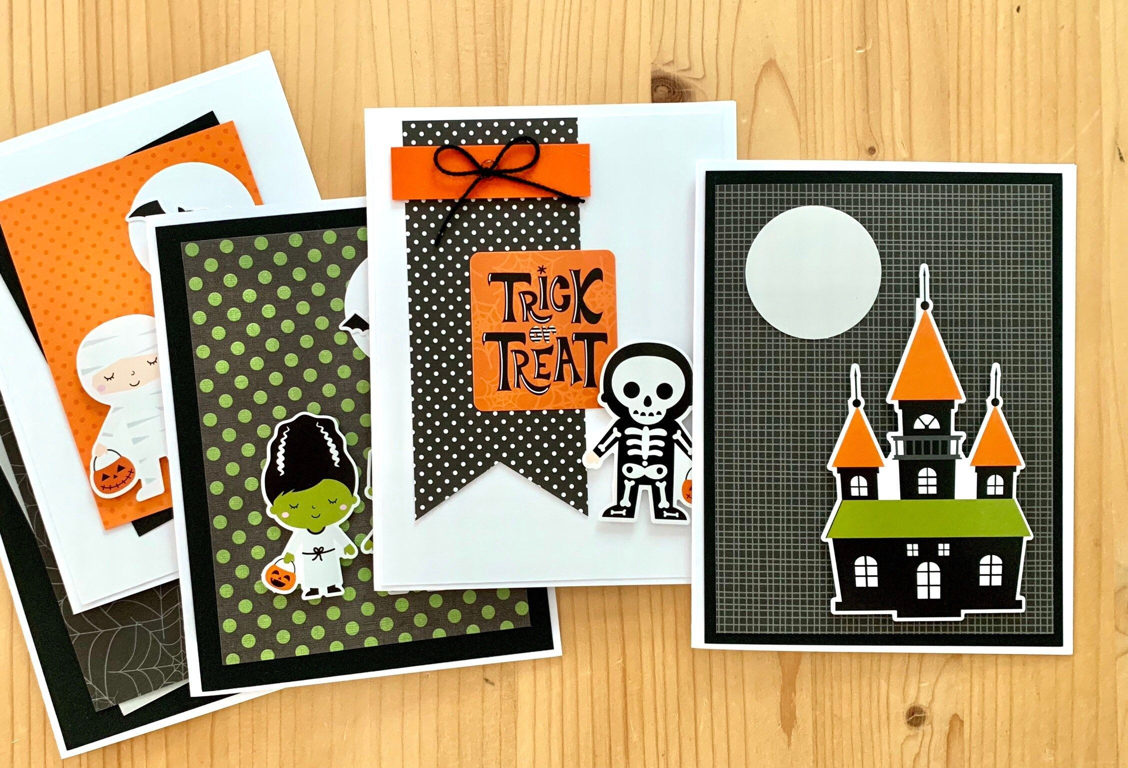 Wallpaper #ITHVNZMB5zzyi_yYzVif152 Handmade Halloween Cards Set of 5 Haunted House Mummy Skeleton