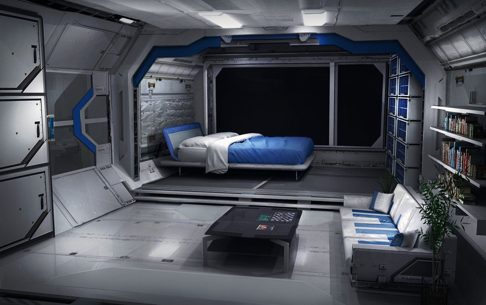 Wallpaper #F2gVHZMBSpphPi3-LCUb195 Sleeping Quarters Sam Brown Spaceship Interior Sci Fi Bedroom