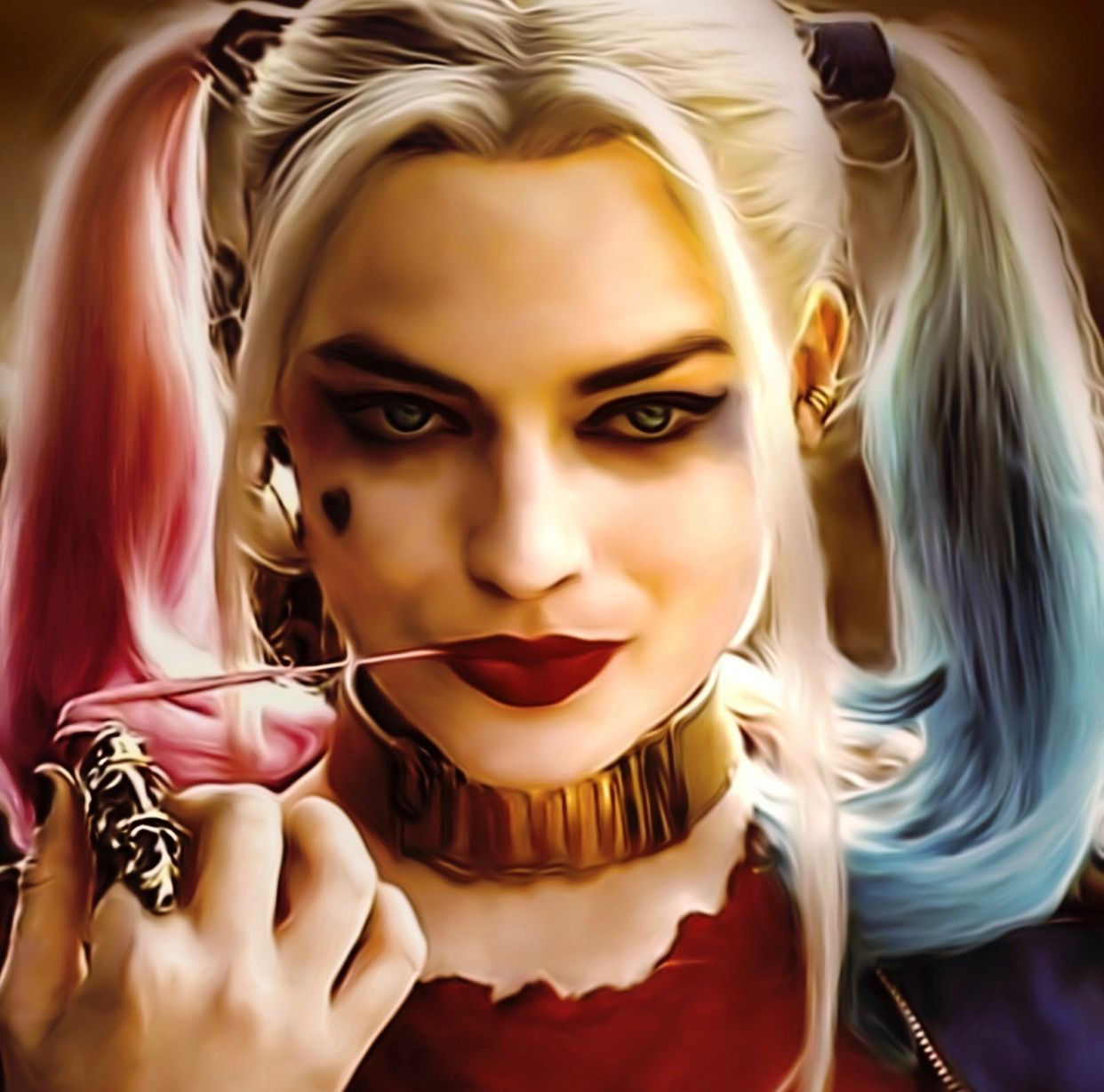 Wallpaper #4b84f Womens Deluxe Harley Quinn Jumpsuit Costume