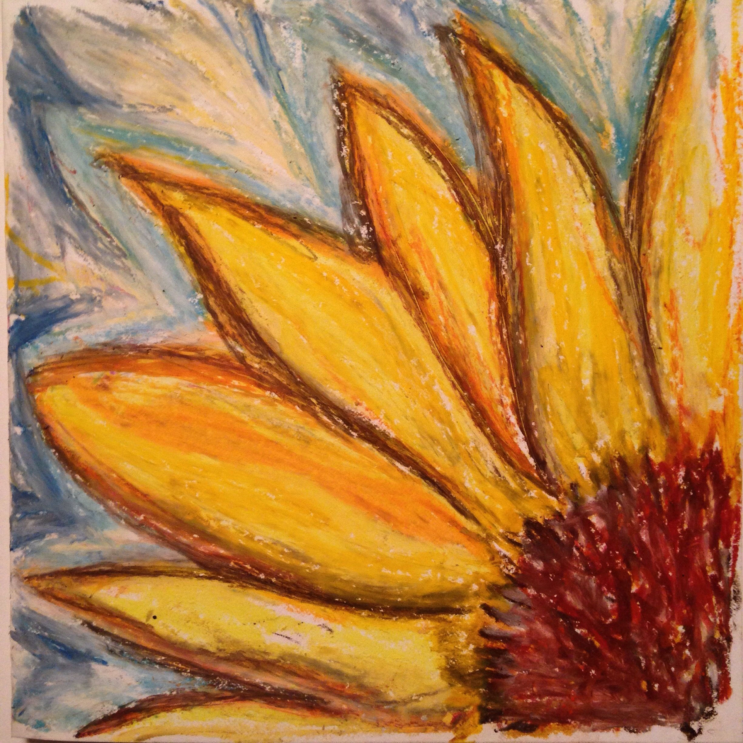 Wallpaper #3WdzBJMBSpphPi3-77fu35 Sunflower Abstract Oil Pastel Drawing by Onny at Artbyonny Pastel