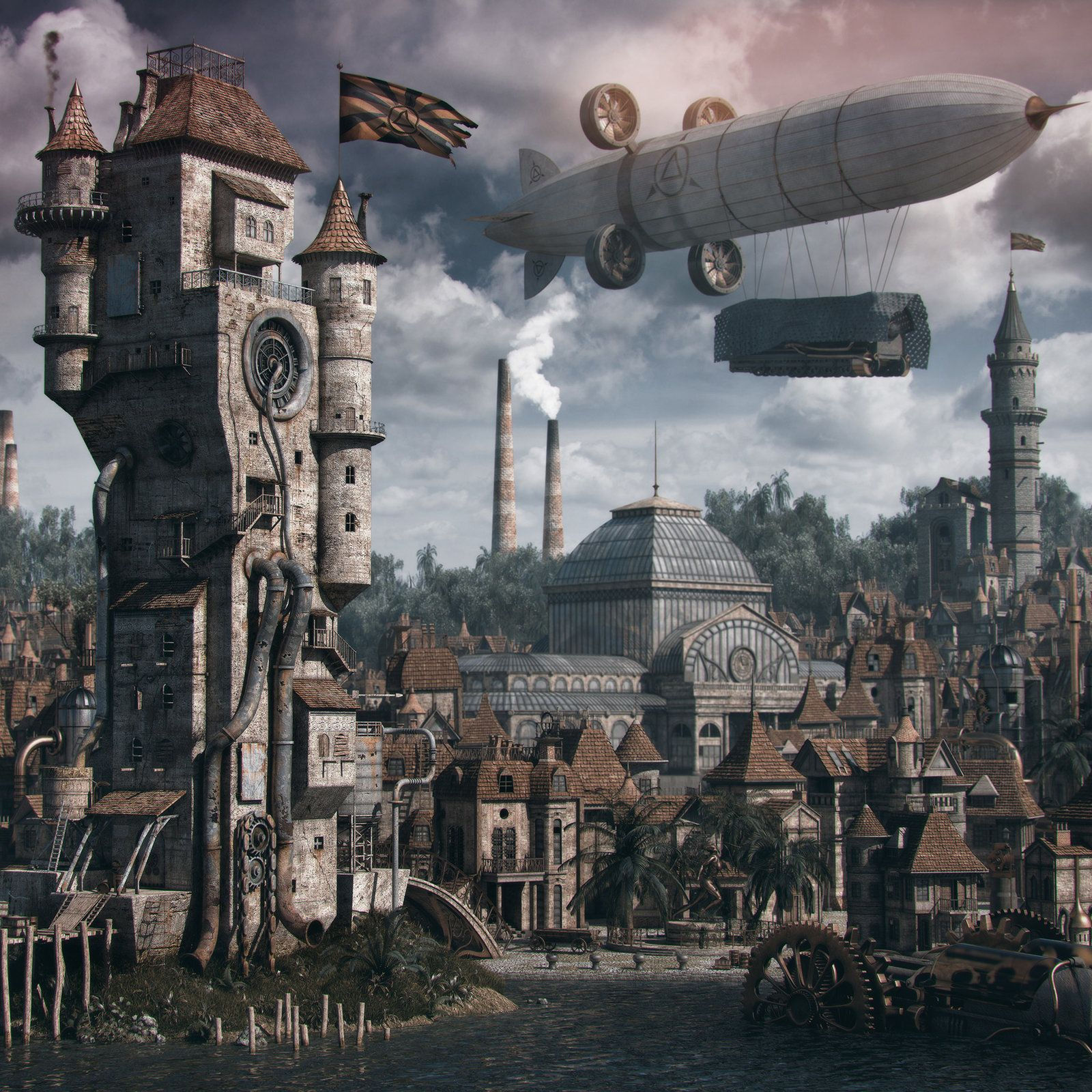 Wallpaper #5hkFF48BtGB6xQ78T25C47 Artstation Explore Steampunk City Steampunk Wallpaper Steampunk Art