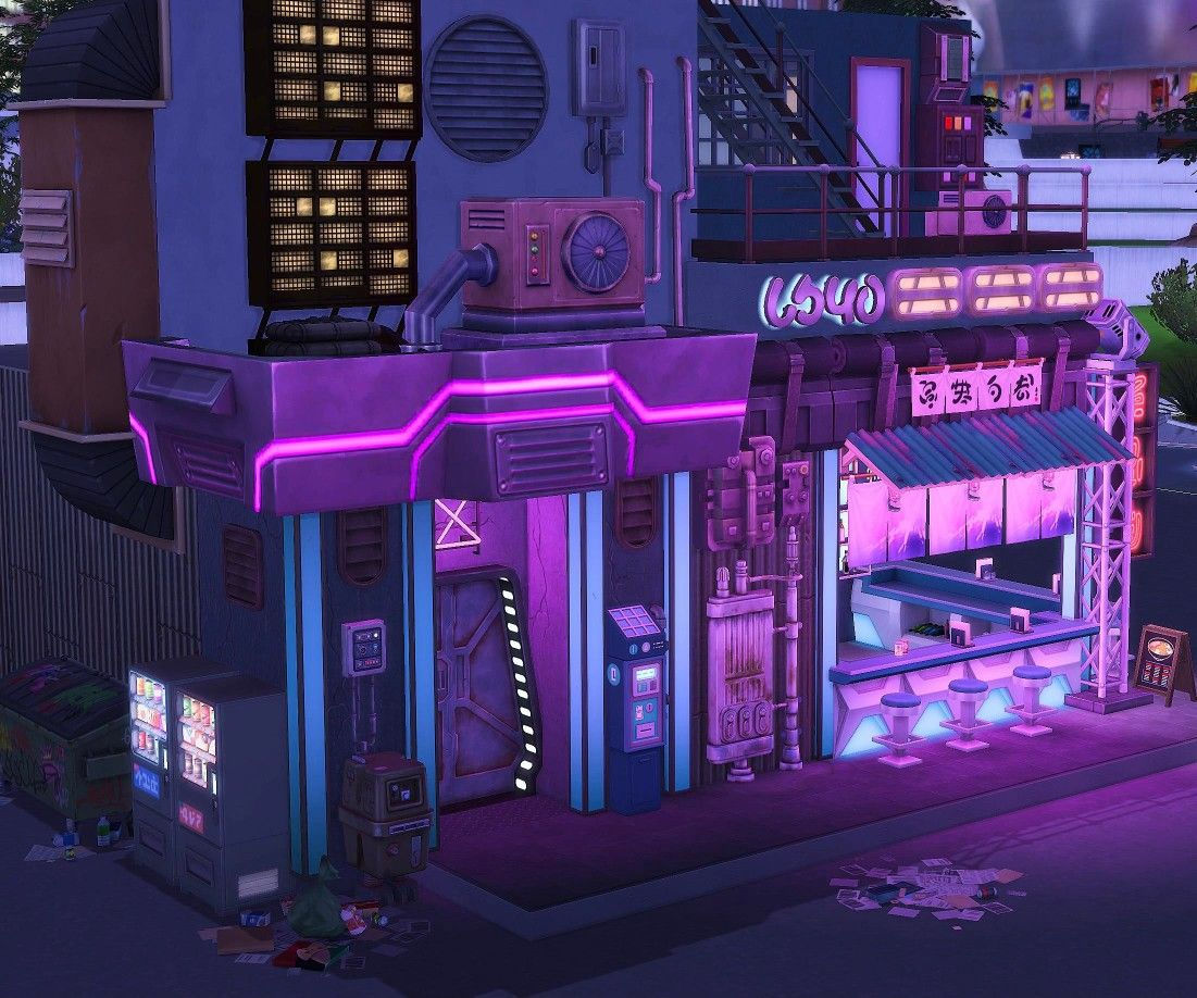 Wallpaper #7V7cMpMBborbLbcz5V8L45 Cyberpunk House Design with Neon Lights