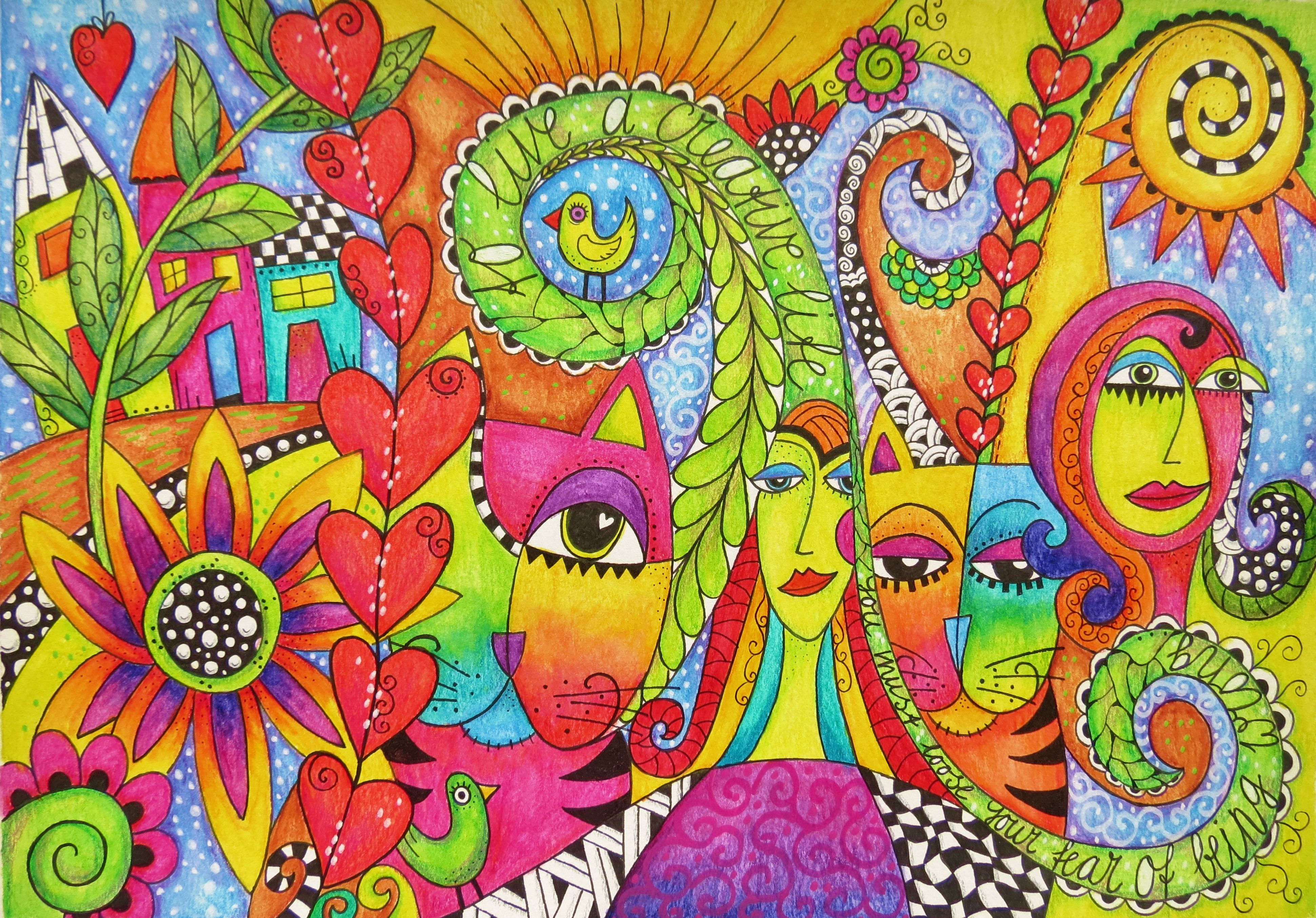 Wallpaper #BWgvFZMBSpphPi3-Zwec289 Colorful Doodle Drawing Inktense Pencils Doodles Zentangles Zentangle