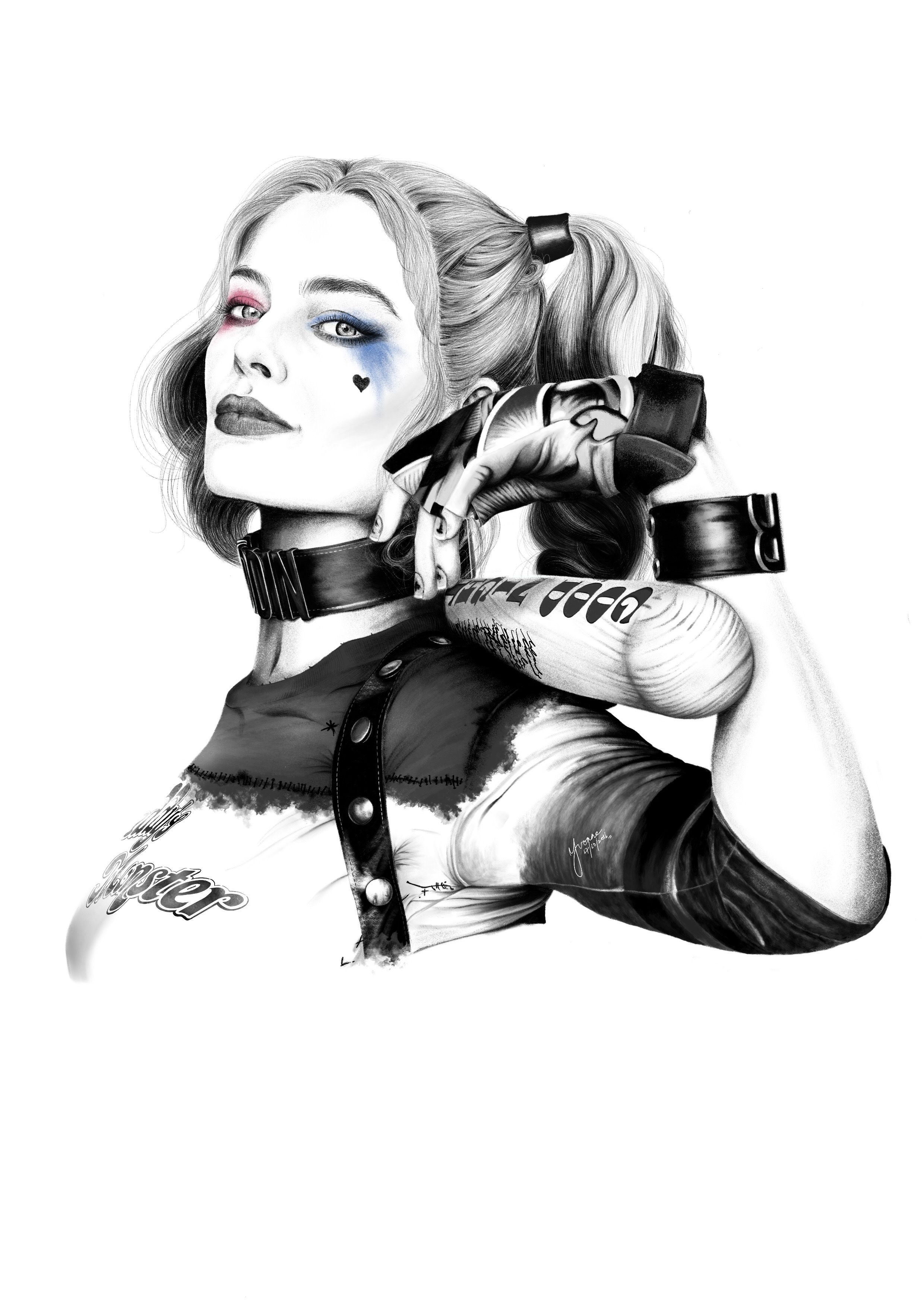 Wallpaper #YWcr-5IBSpphPi3-CZPD88 Margot Robbie Harley Quinn Pencil Drawing