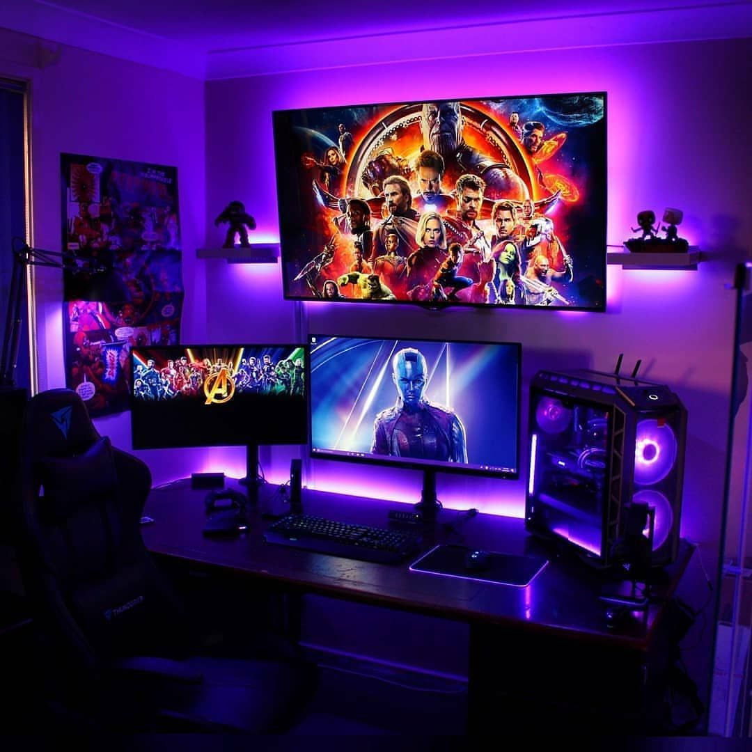 Wallpaper #Lh07LJMBlOZrFDOkAMrZ288 Best PC Gaming Setup Gaming Desk Setup Computer Gaming Room Gaming
