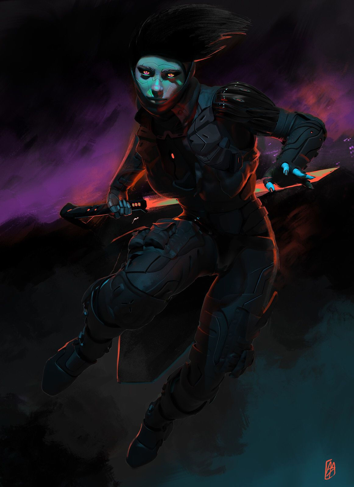 Wallpaper #8AAT644BSdW8dNouuhBh4 Cyberpunk Assassin by Pedram Mohammadi Cyberpunk Art Sci Fi Art Sci