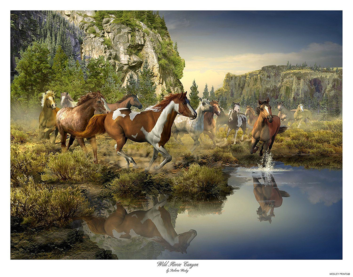 Wallpaper #hHP9ho4BFI5NbQksJSBe29 Amazoncom Wild Horse Canyon 24x18 Landscape with Wild Running