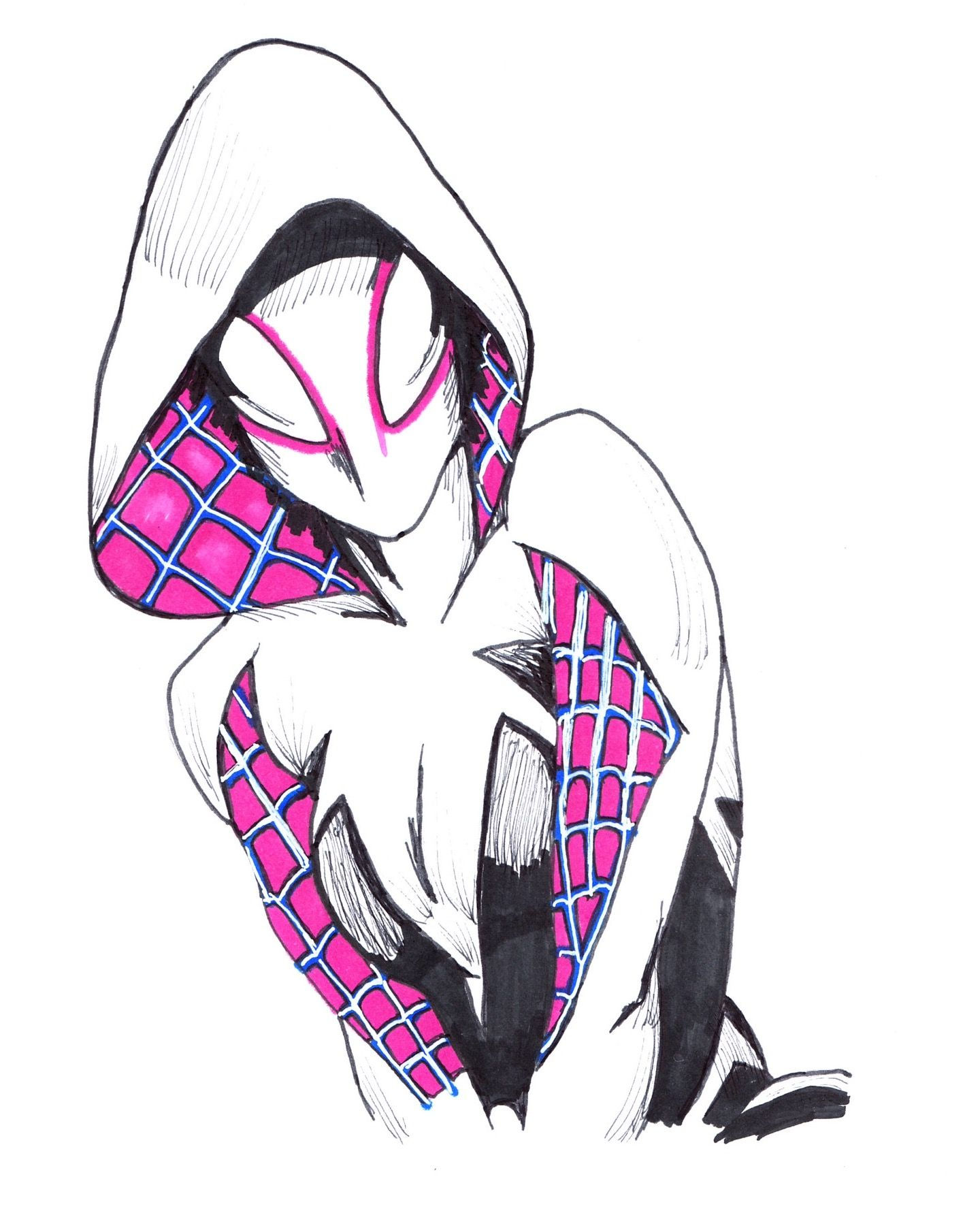 Wallpaper #AfSaOpMBKFX8bn3rEnm338 Spider Gwen Drawing Drawn with Prismacolor Art Markers Pens