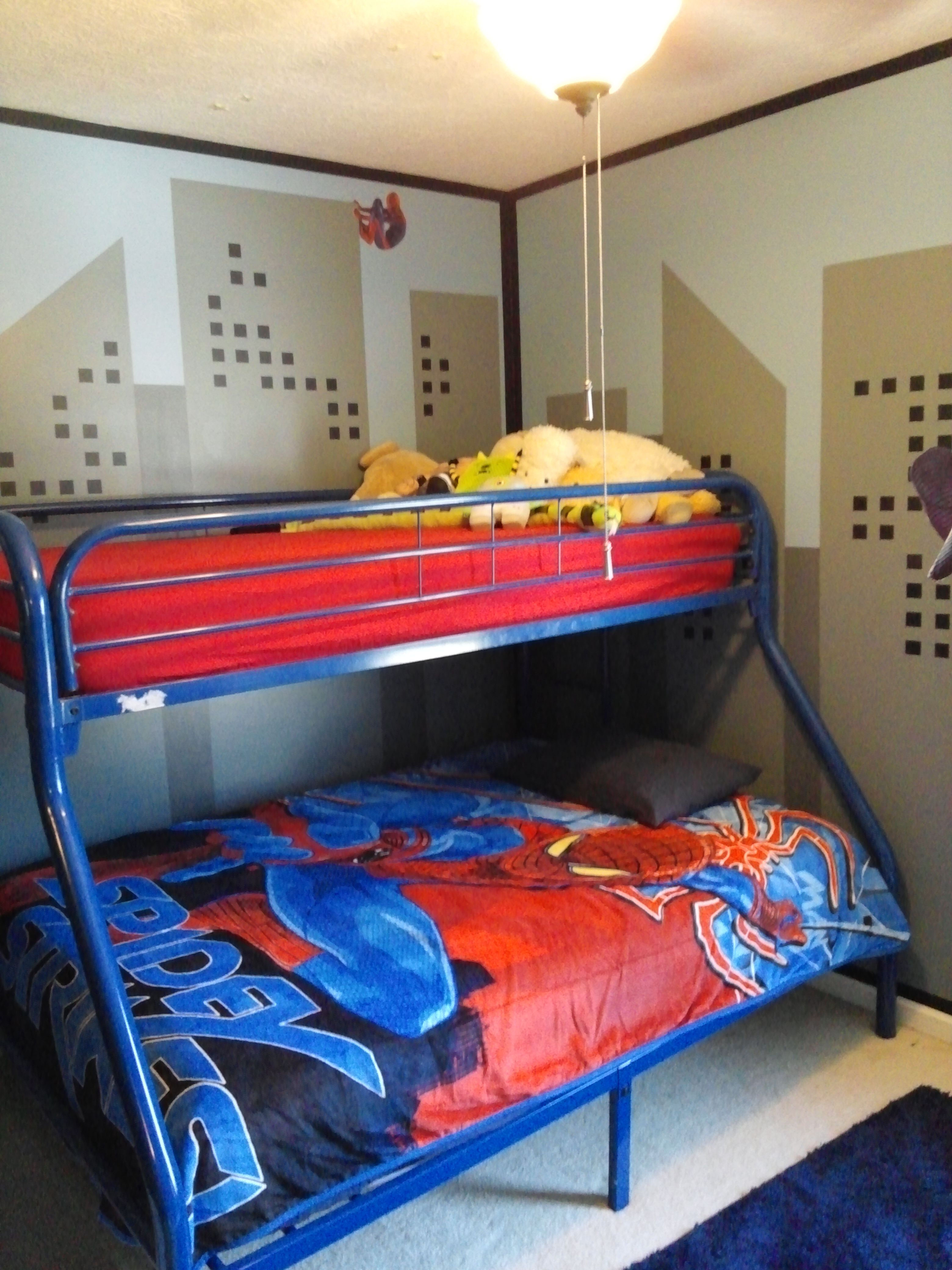 Wallpaper #z0WrkI4B7YBJg1BVx50x53 Spider Man Walls Outlined to Give Comic Book Feel Decor Bed Home Decor