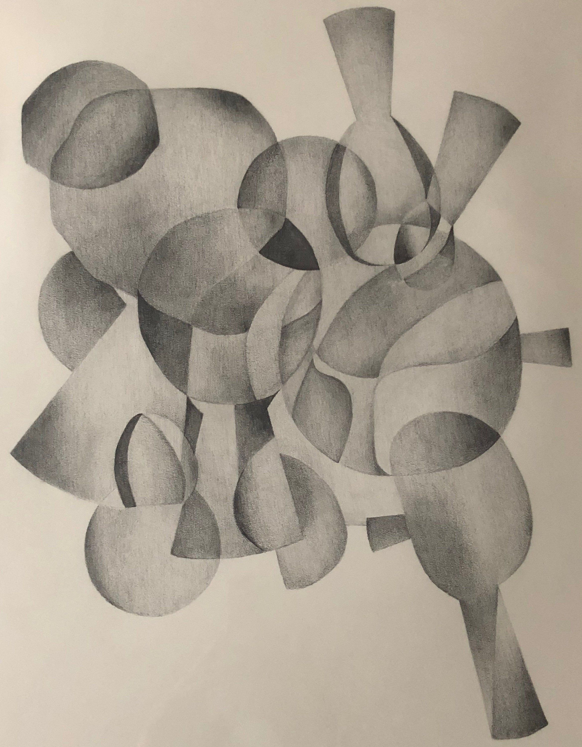 Wallpaper #aWdbBJMBSpphPi3--bfl111 Vintage 70s Overlapping Abstract Shapes Pencil Drawing Art Mid Etsy