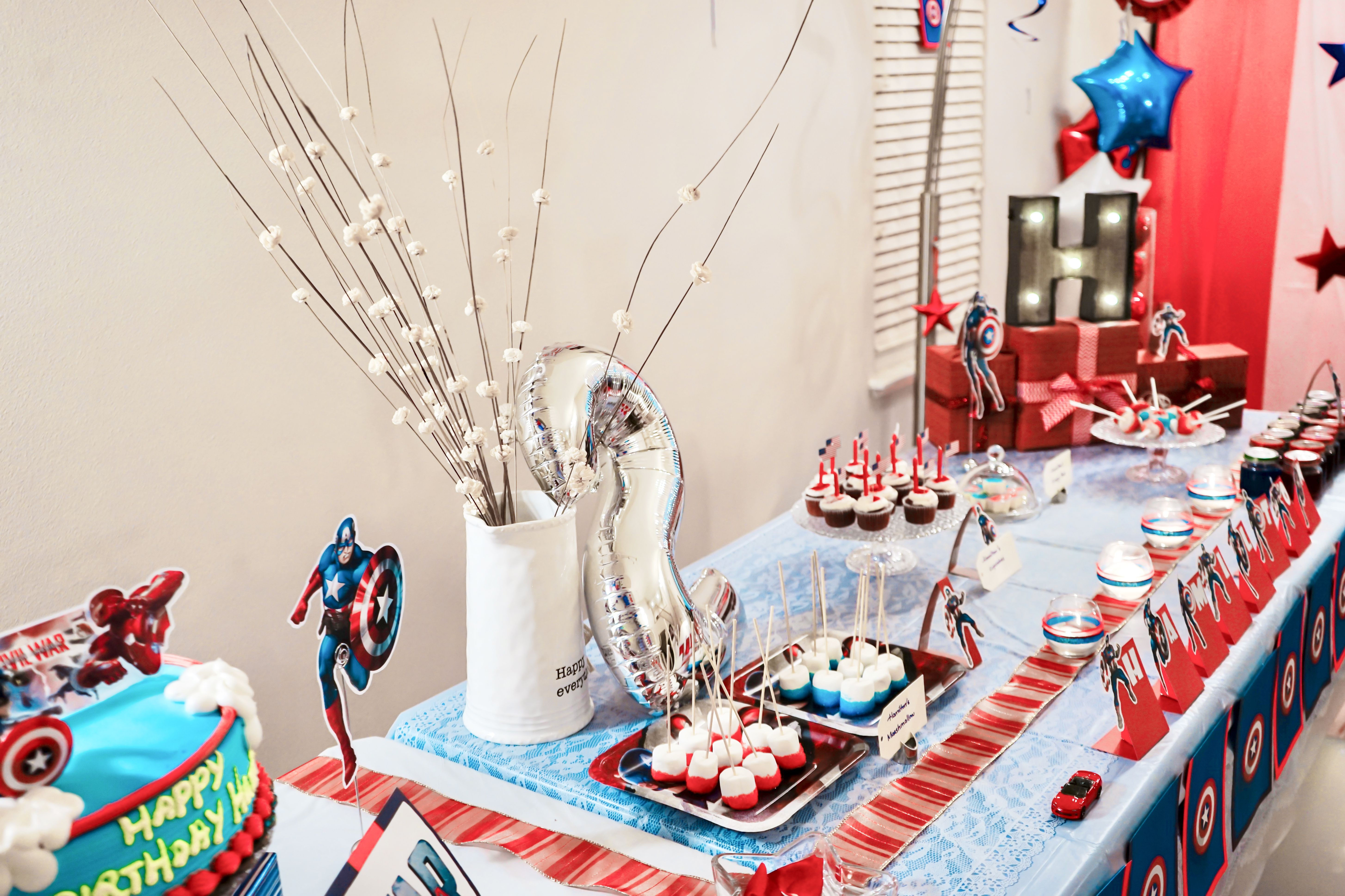 Wallpaper #THPrgo4BFI5NbQkszxmX44 A Captain America Themed Birthday Party with Lots of Red, White, and Blue Decorations
