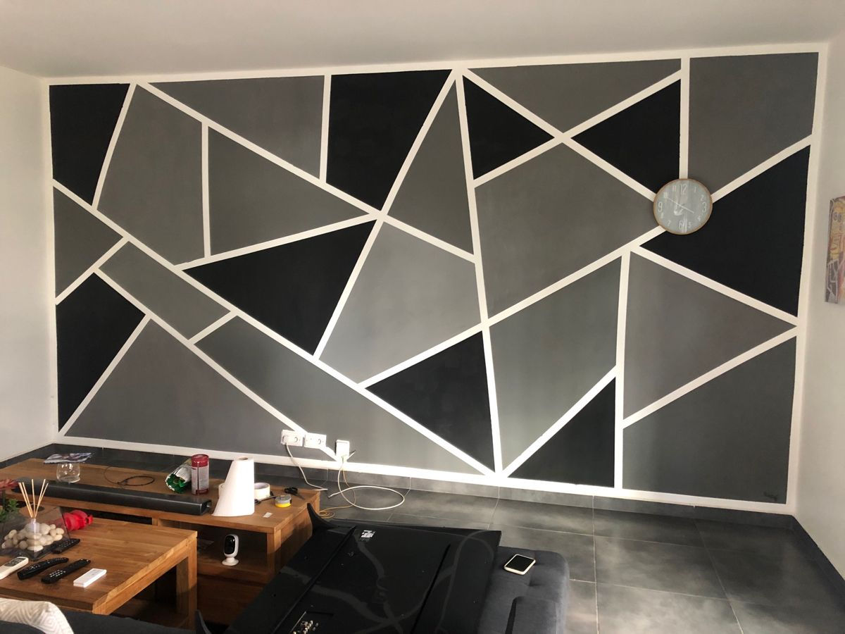 Wallpaper #6mcM8ZIBSpphPi3-jmn8289 View 34 Geometrique Peinture Triangle Salon