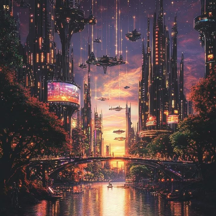 Wallpaper #U7gq25IBJvJKYCmEGfWT440 Futuristic Digital Art Neon Eden Utopia Sci Fi Cityscape Download