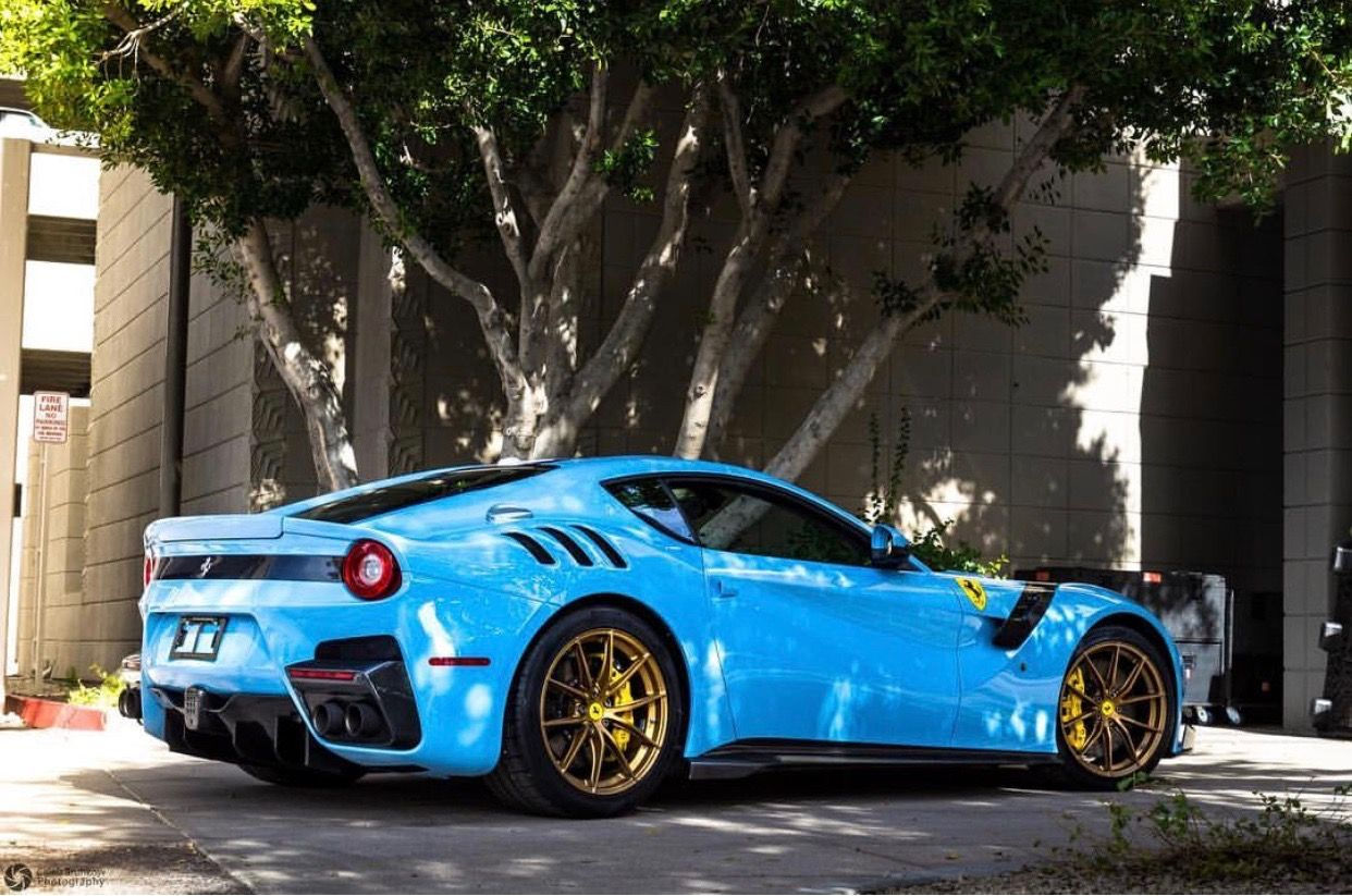 Wallpaper #IRmVI48BtGB6xQ78o4Qv59 Ferrari F12 Tdf Painted in Azzurro La Plata W a French Flag Central
