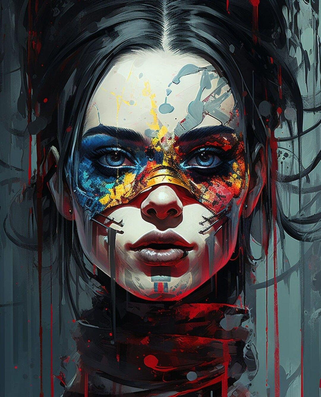 Wallpaper #TzGVNZMB5zzyi_yYJ1cv122 Modern Painted Face Cross Stitch Pattern Full Etsy Canada in 2024