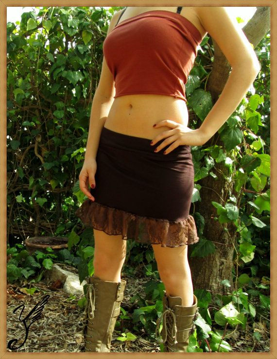 Wallpaper #_bmH3pIBJvJKYCmESQX0249 Huge Sale Dark Brown Jersey and Lace Short Mini Skirt Fantasy