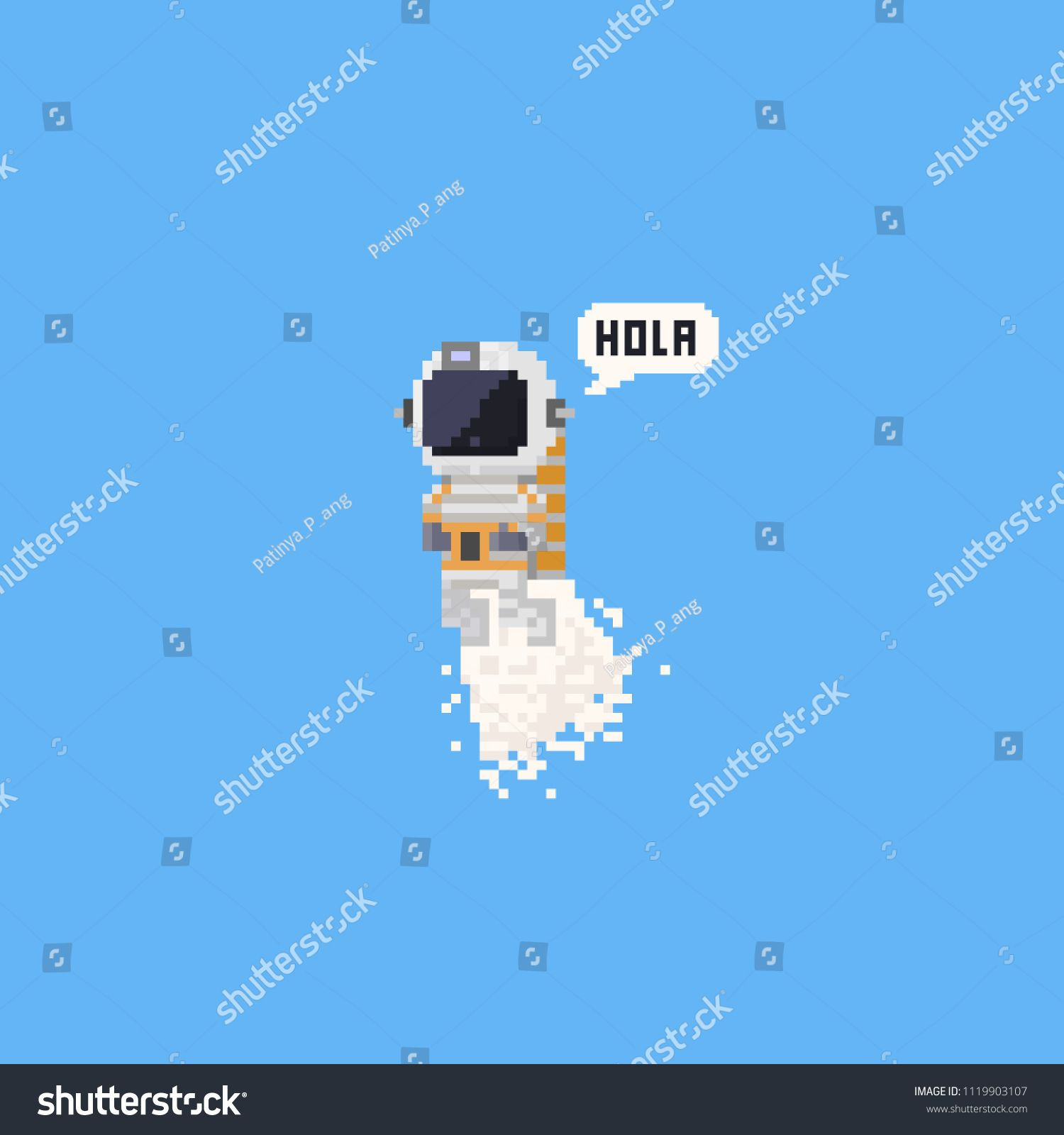 Wallpaper #YjGbNZMB5zzyi_yY1Fda154 Pixel Flying Astronaut Saying Hola8bit Characterastronautflying