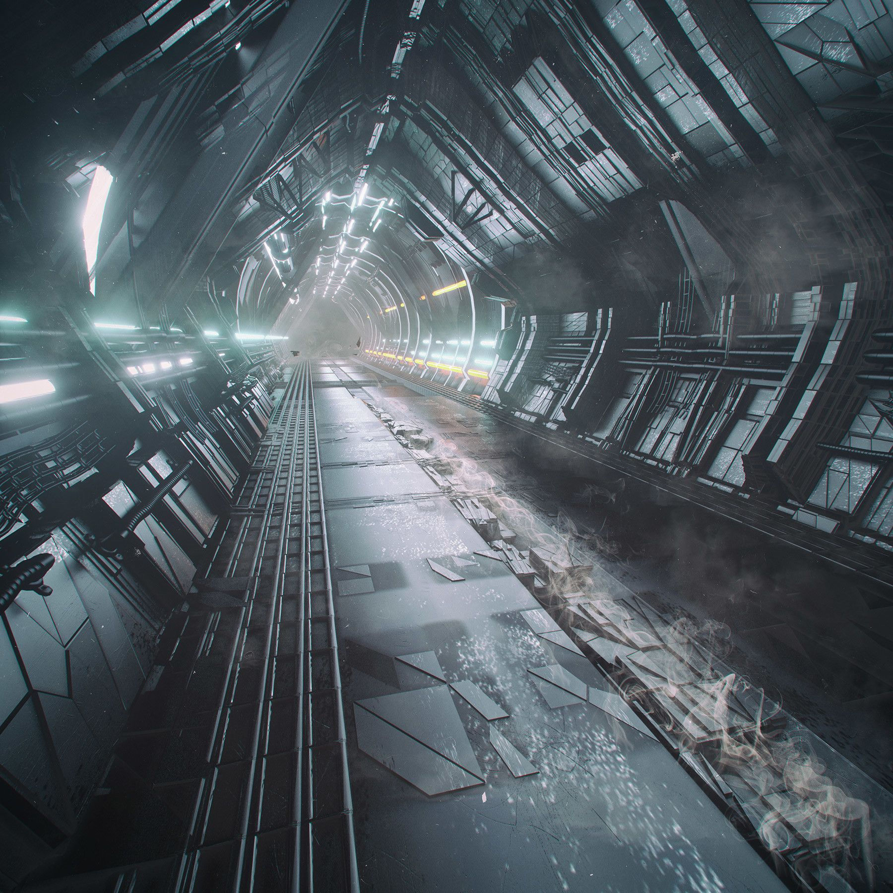 Wallpaper #95lDP5MBUcASHT6nWssT163 A Train Traveling Through a Tunnel Filled with Lots of Windows