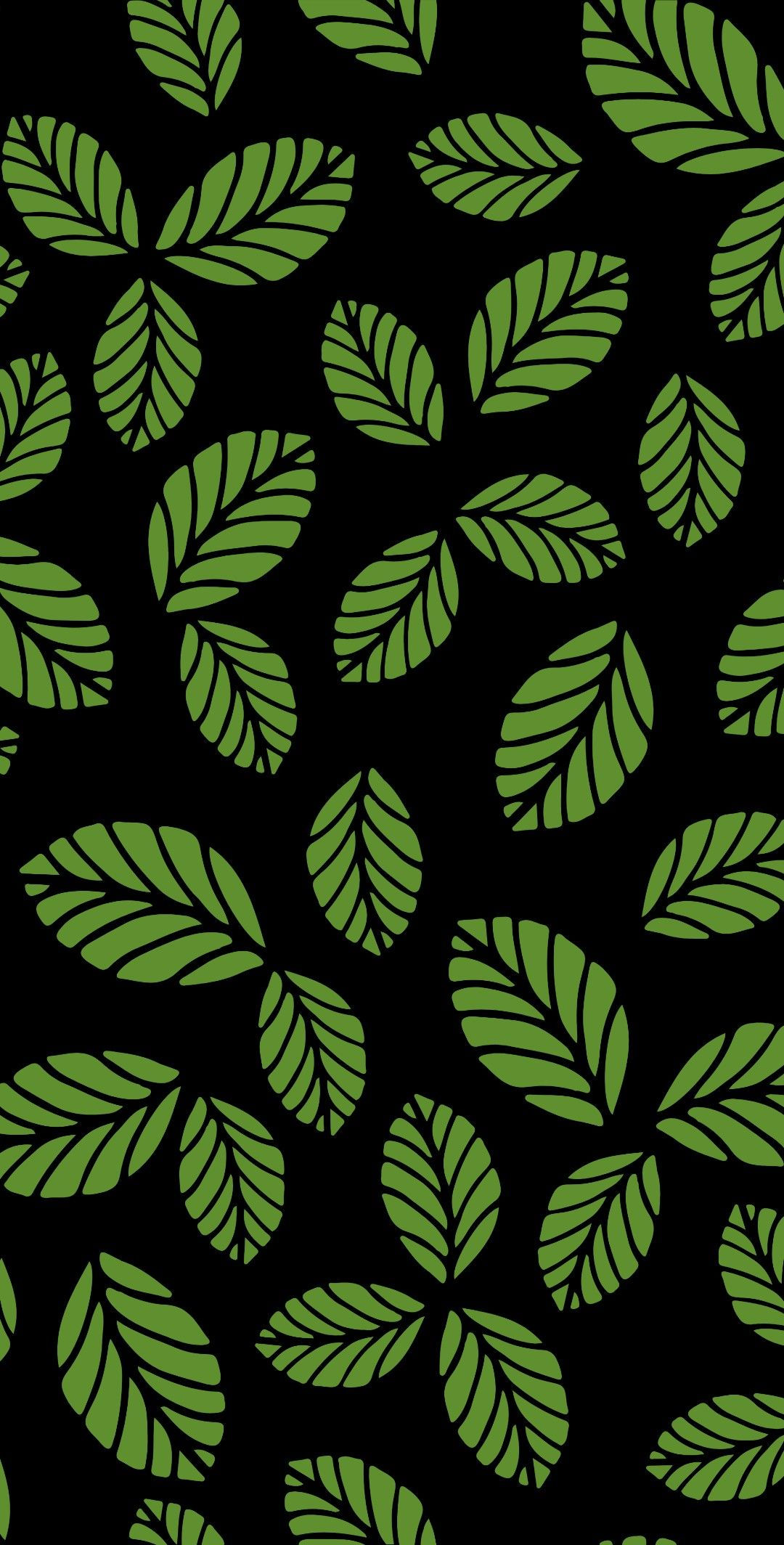 Wallpaper #am19apcBycdYOYFTxHE656 Green Leaf Pattern on Black Background