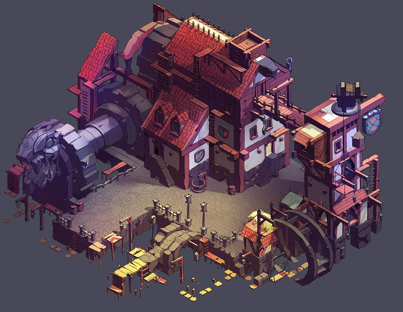 Wallpaper #aWfA6pIBSpphPi3-sEia56 Dwarven Manufactory on Behance Fantasy Theme Fantasy City 3D Fantasy