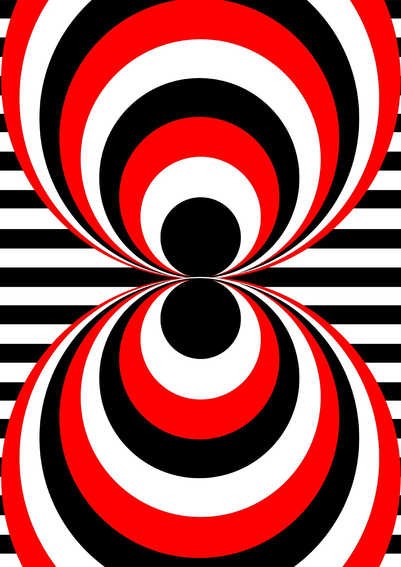 Wallpaper #52dQ-5IBSpphPi3-YpO8162 Black White Red Abstract Art Circle Within a Circle with Stripe