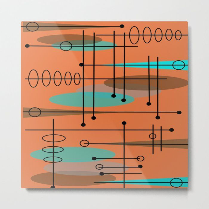 Wallpaper #2LgT3ZIBJvJKYCmEjv7f273 Atomic Era Inspired Dark Orange Metal Art Print by Kippygirl Large
