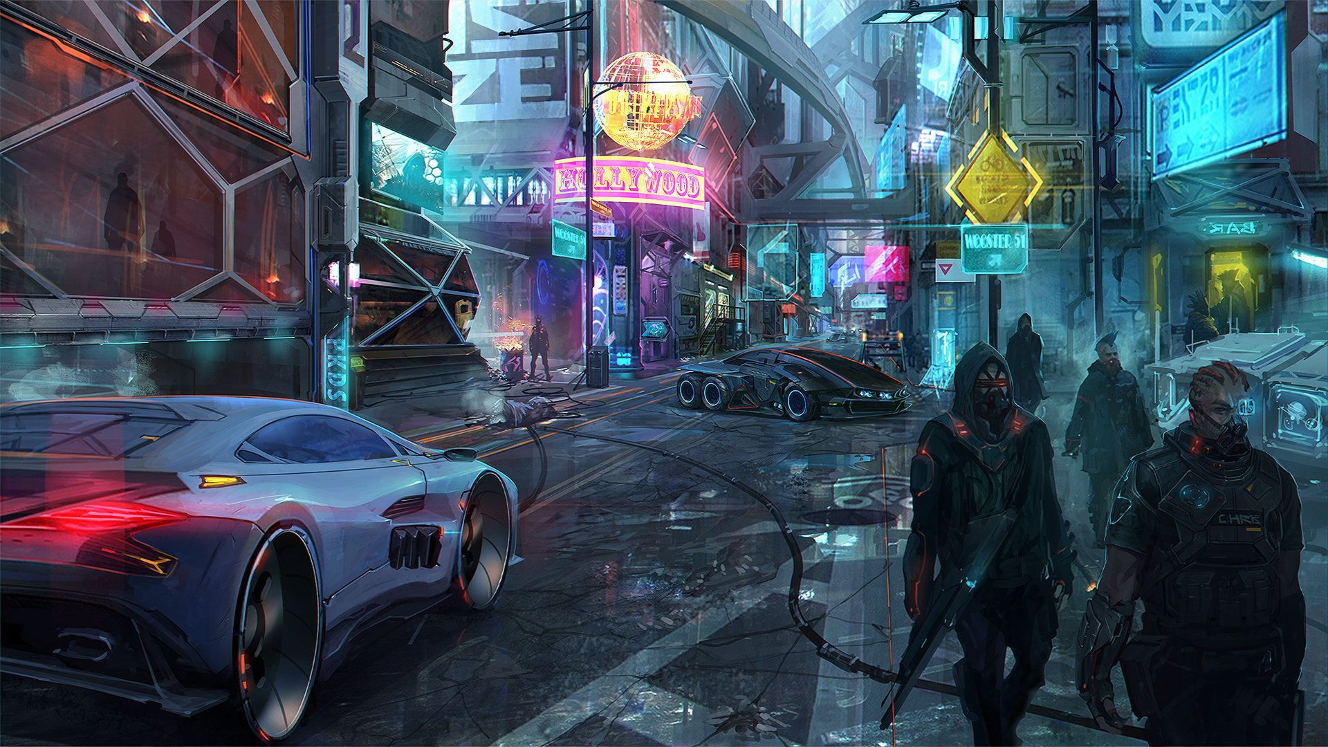 Wallpaper #khXLt44BmMigT4Un31Sy38 Artstation Tracando Esboco Para O Tema Cyberpunk Wang Ke Cyberpunk