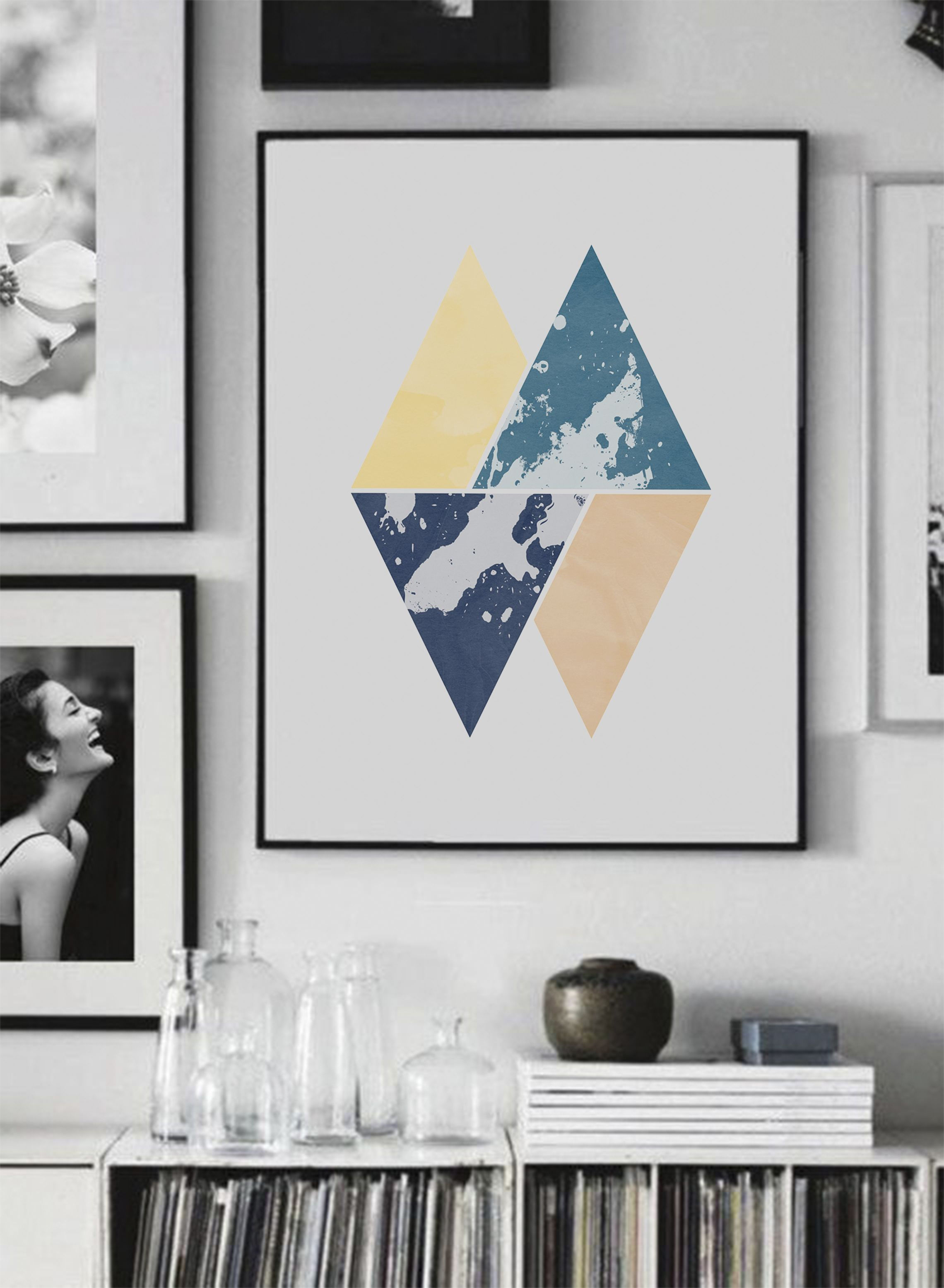 Wallpaper #QWeX9JIBSpphPi3-SXul33 Blue Yellow Triangles Wall Art Print Minimalism Geometric Etsy