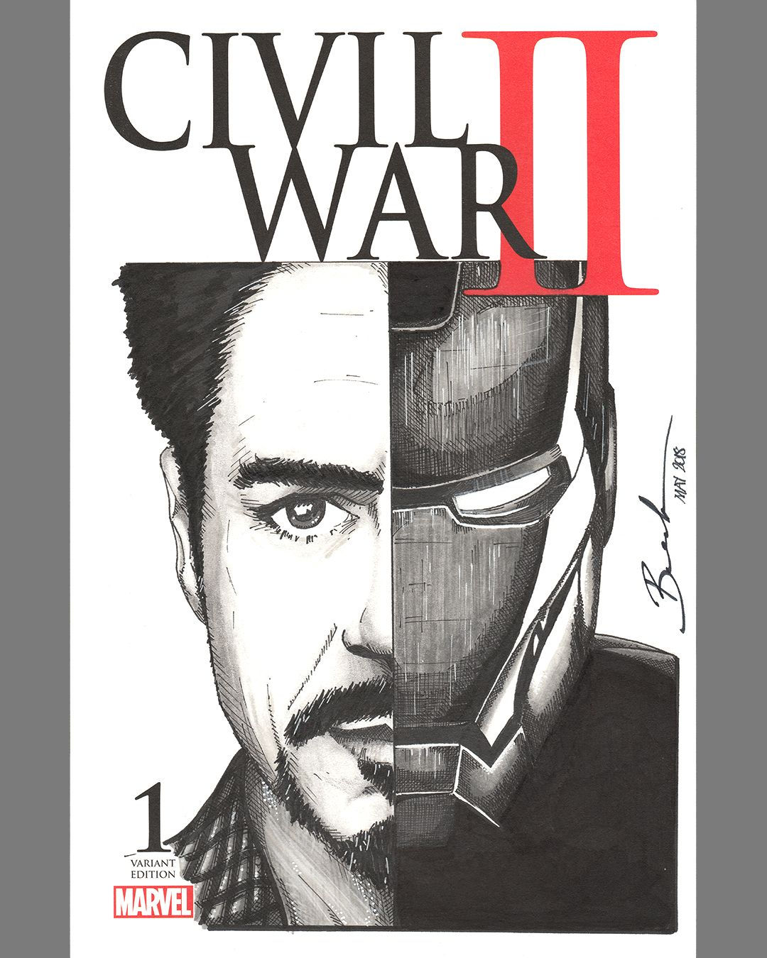 Wallpaper #N6WdOJMBVBiSkHCaNI6L296 Civil War Ii No1 Tony Stark Iron Man Blank Cover Art Colored