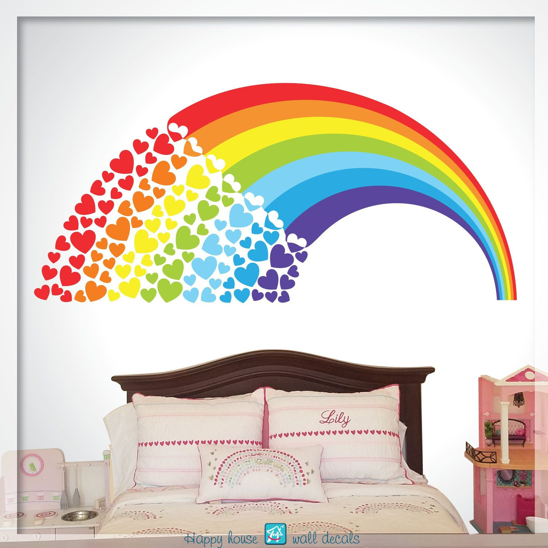 Wallpaper #4xmYM48BtGB6xQ78DprB31 Rainbow Wall Decal Rainbow with Hearts Sticker Nursery Rainbow Decor