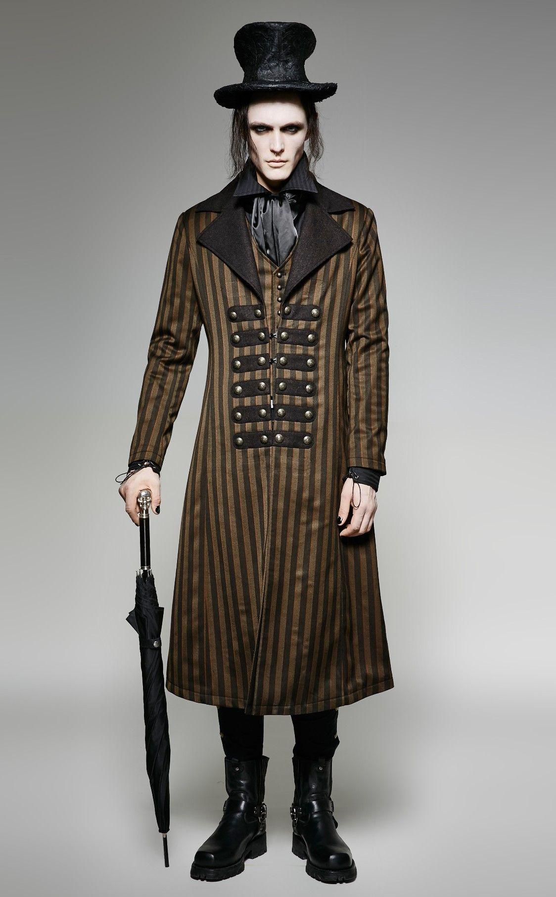Wallpaper #kyxGSZMB0E1QgA7wmPIG18 Brown Stripe Steampunk Industrial Revolution Style Jacket for Men