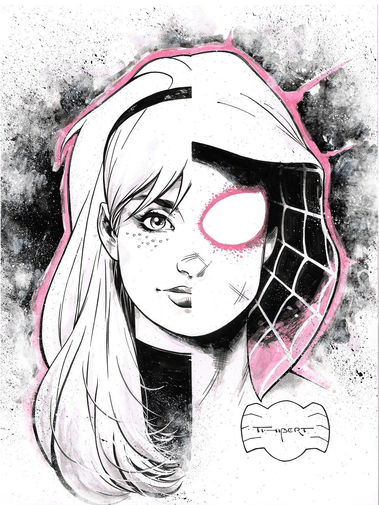 Wallpaper #AfSaOpMBKFX8bn3rEnm368 Art by Thibert Half Gwen Stacy Half Spider Gwen Doodle for