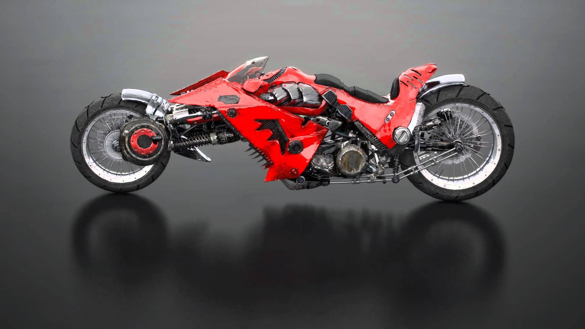 Wallpaper #3mf565IBSpphPi3-3E9y311 Red Steel Cyberpunk Bike Concept Motorcycles Futuristic Motorcycle